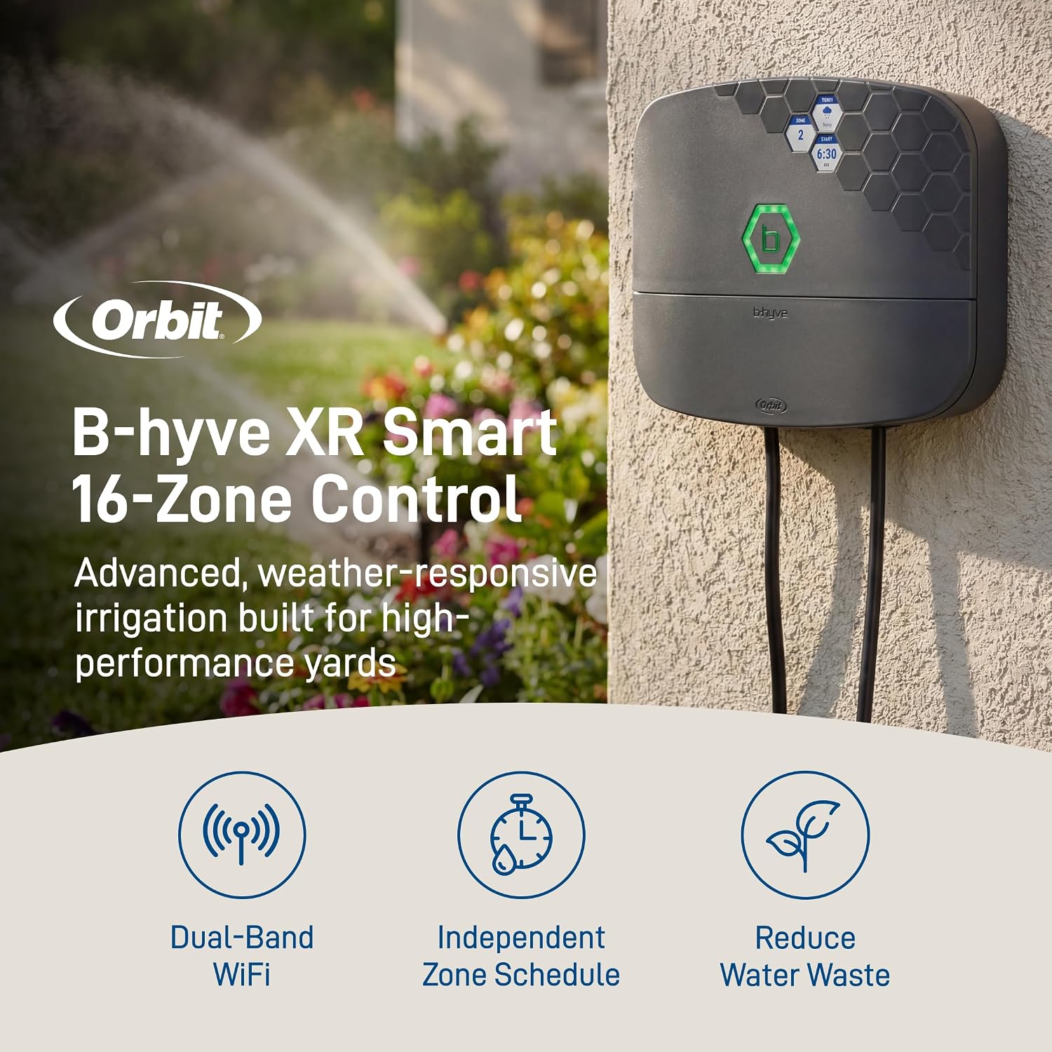 Orbit B-hyve XR Smart Sprinkler Timer - 16-Zone - WiFi-Enabled Indoor/Outdoor Irrigation Controller - App Control - Weatherproof Watering System - Multi Zone - Custom Programs - 57995
